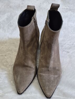 Everlane Taupe Suede Pointed Ankle Booties